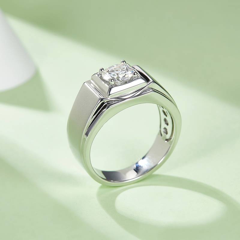 志祥款S925银镀白金MoissaniteMen's Ring1ctD级